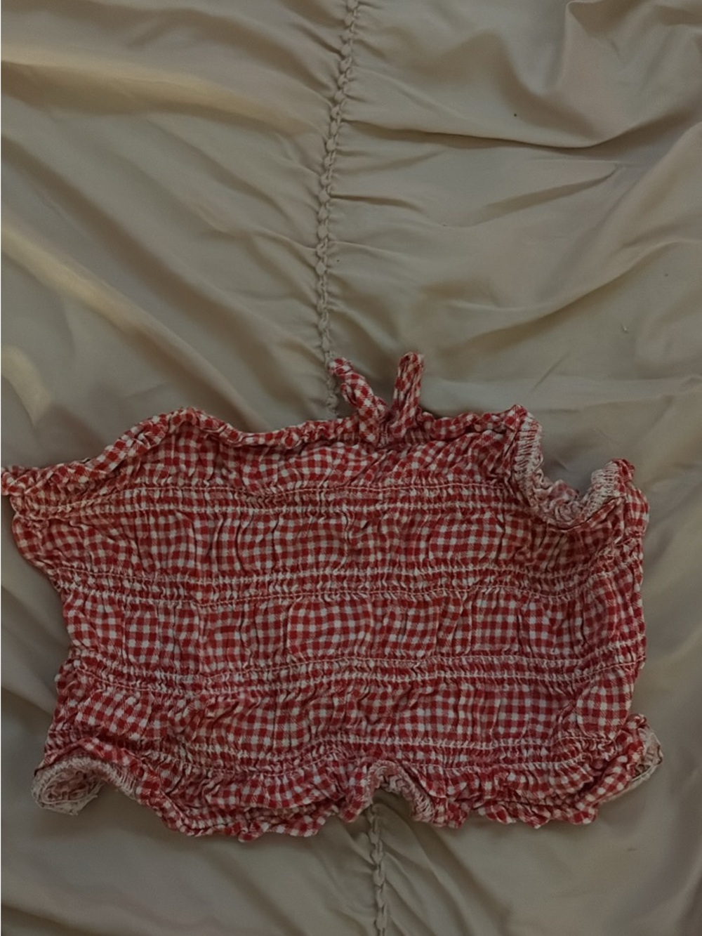 Full Tilt Red and White Gingham Smocked Tube Top